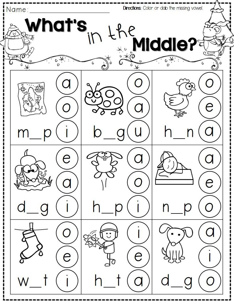 Winter Activities For Kindergarten Free | Kindergarten Literacy - Phonics Pictures Printable Free