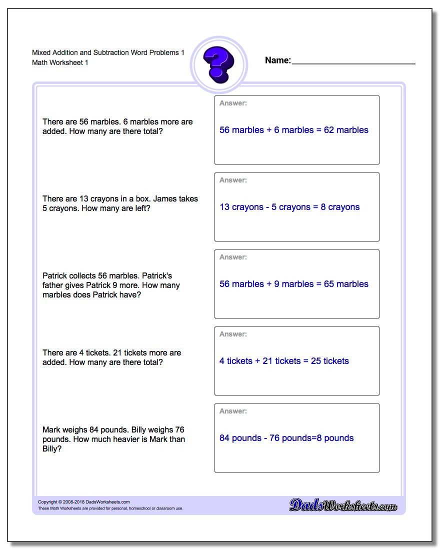 Word Problems - Free Printable Math Word Problems For 2Nd Grade