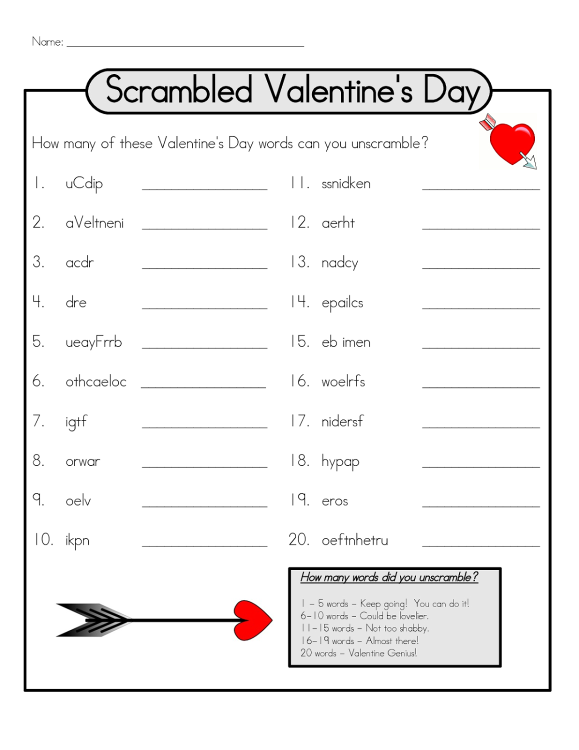 Word Scramble Worksheets Valentine | K5 Worksheets | Kids Worksheets - Free Printable Word Scramble Worksheets