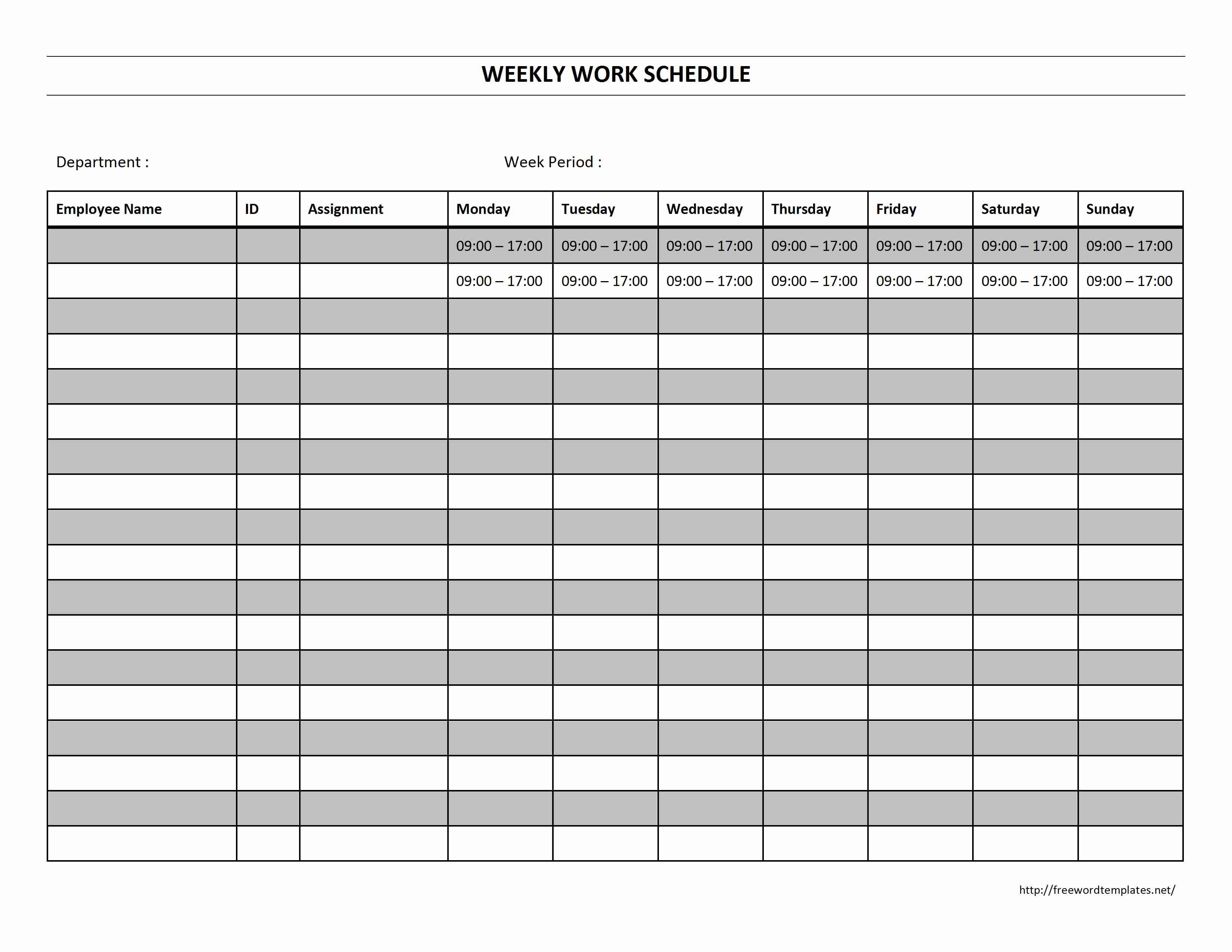 work schedule maker template free