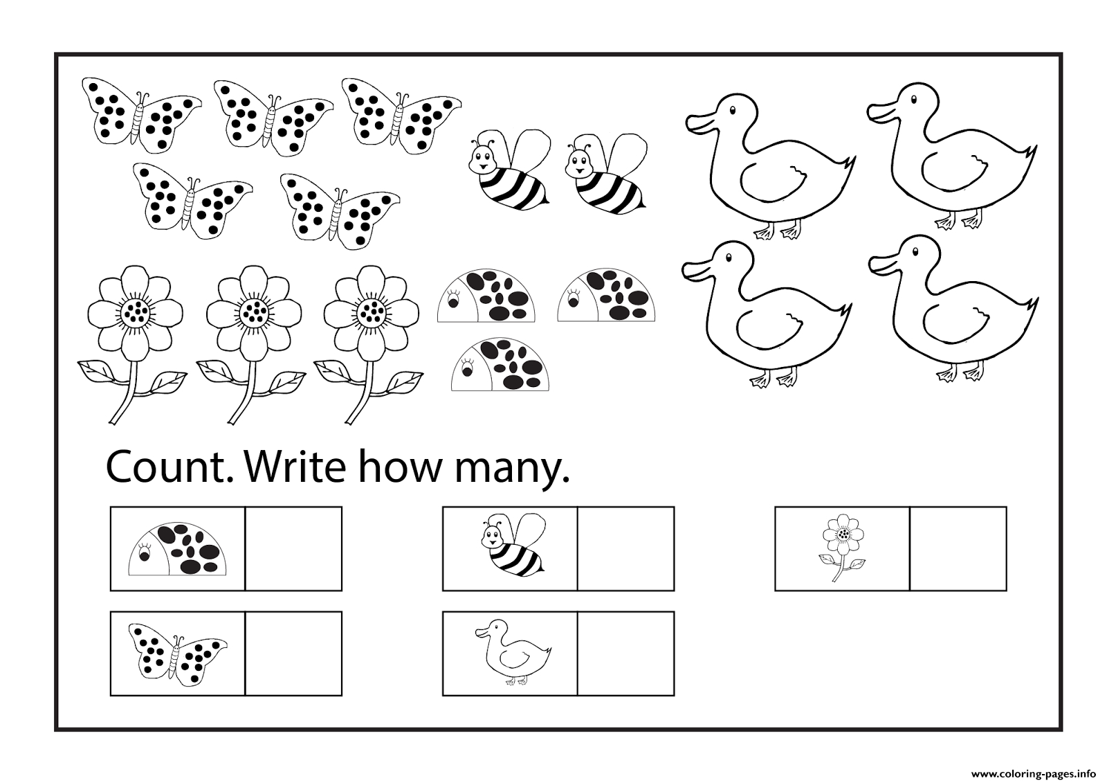 Worksheets Kindergarten Free Printable Educational Counting Coloring - Free Printable Color Sheets For Preschool