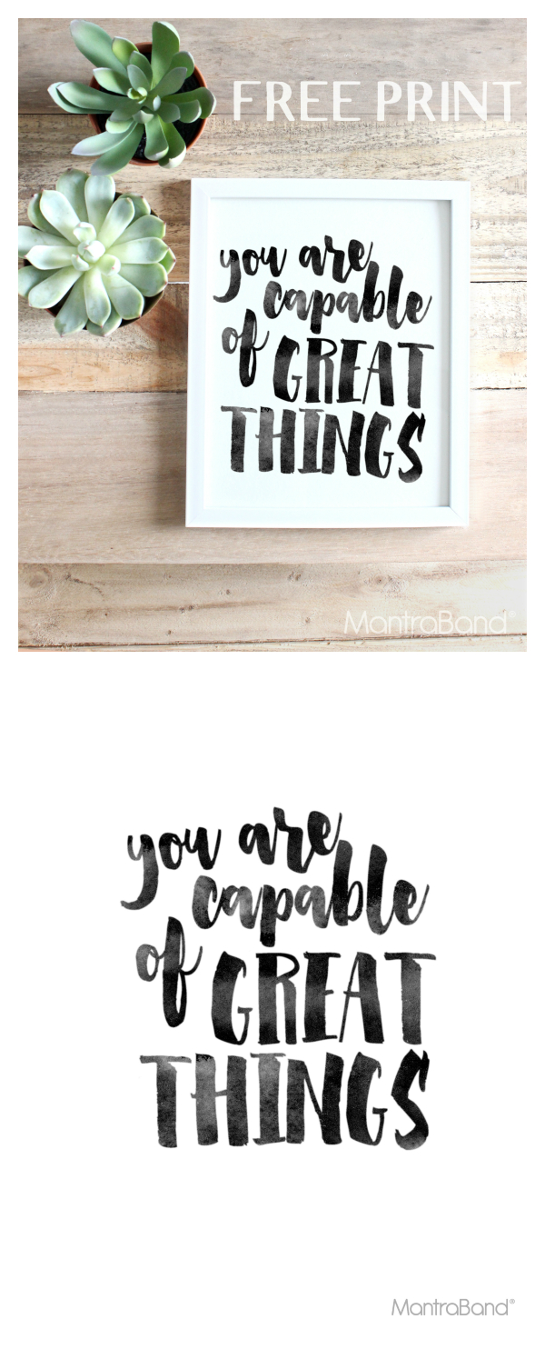 You Are Capable Of Great Things | Free Prints | Printable Wall Art - Free Printable Wall Art Quotes