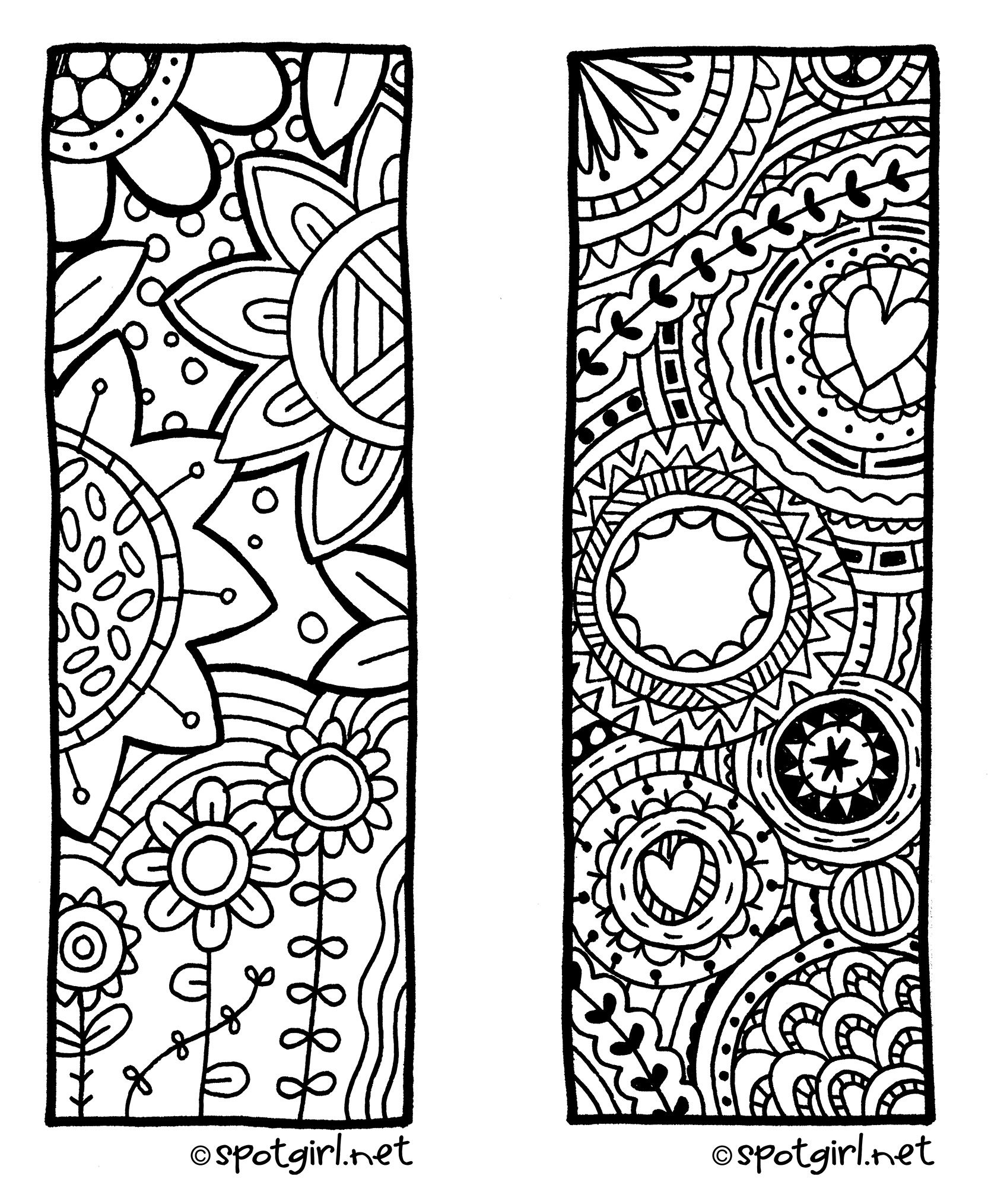 Zentangle Bookmark Printable From Spotgirl-Hotcakes.blogspot - Free Printable Bookmarks To Color