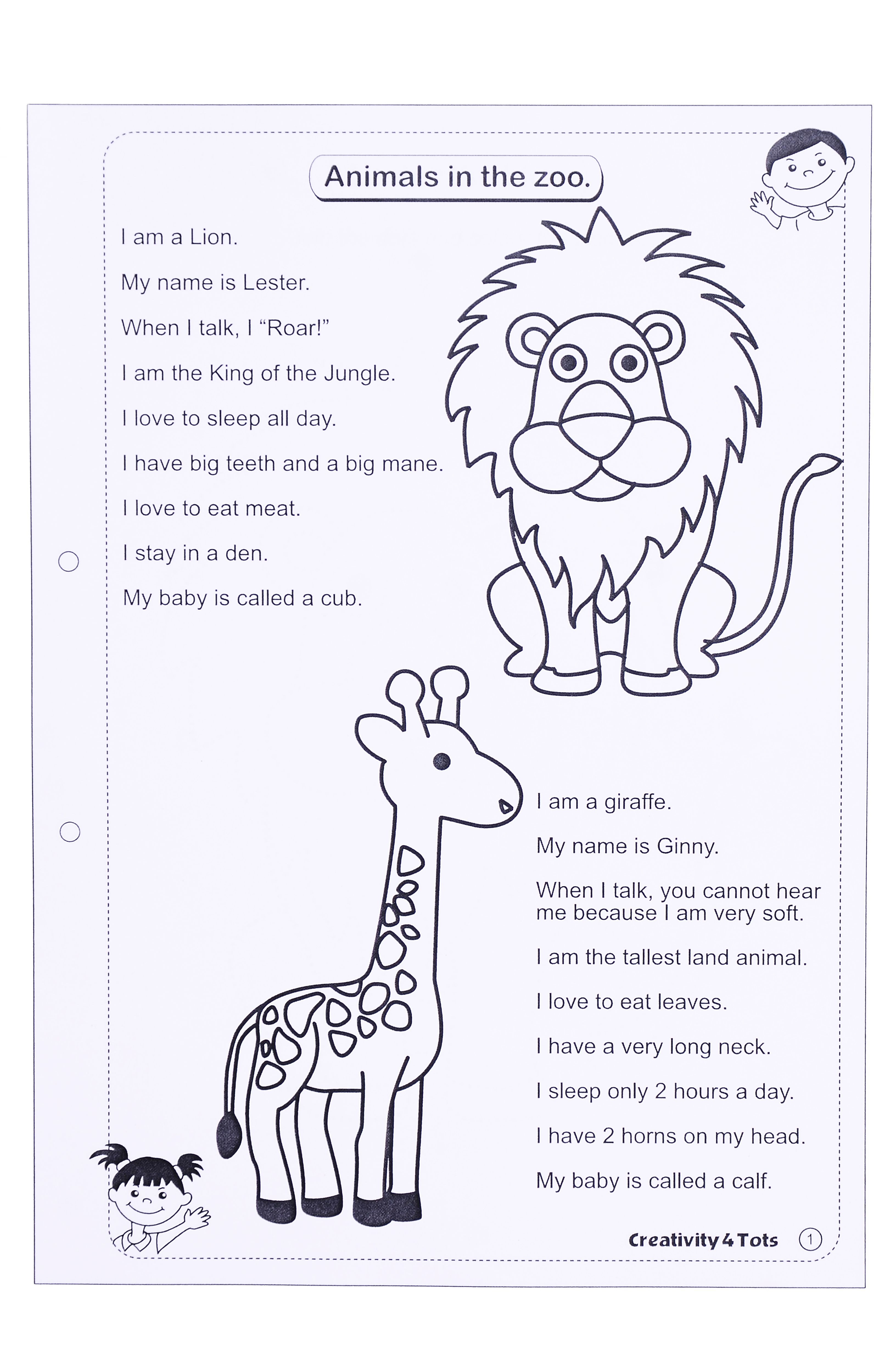 Zoo Animals Free Printable Worksheets