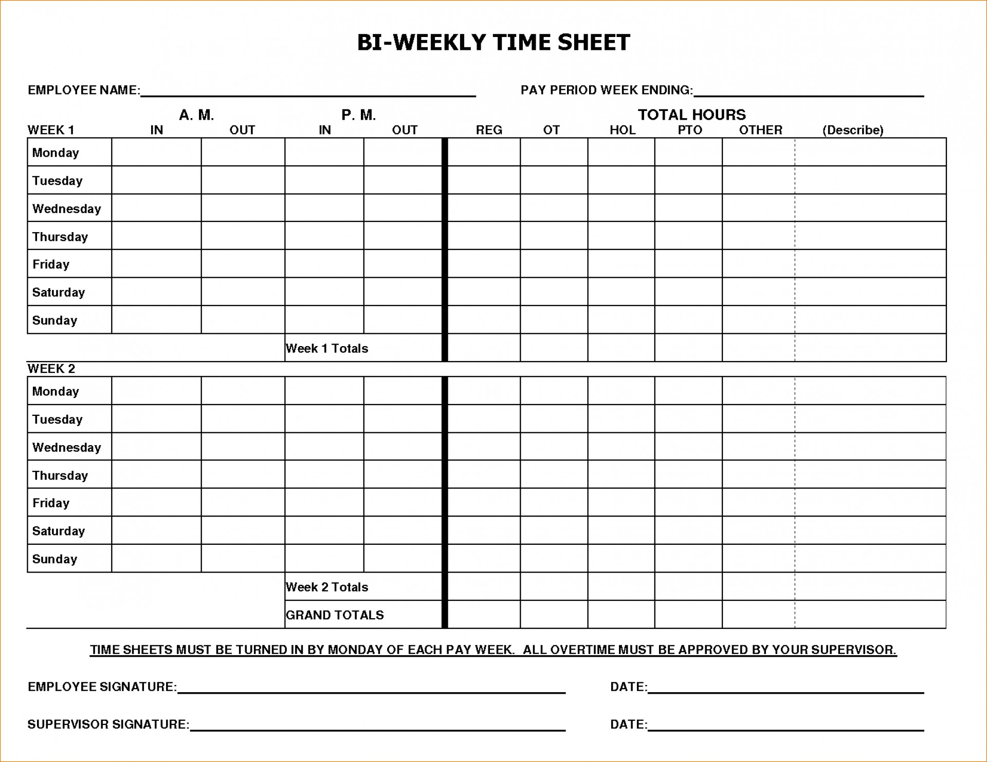 Free Printable Time Sheets Forms | Free Printable