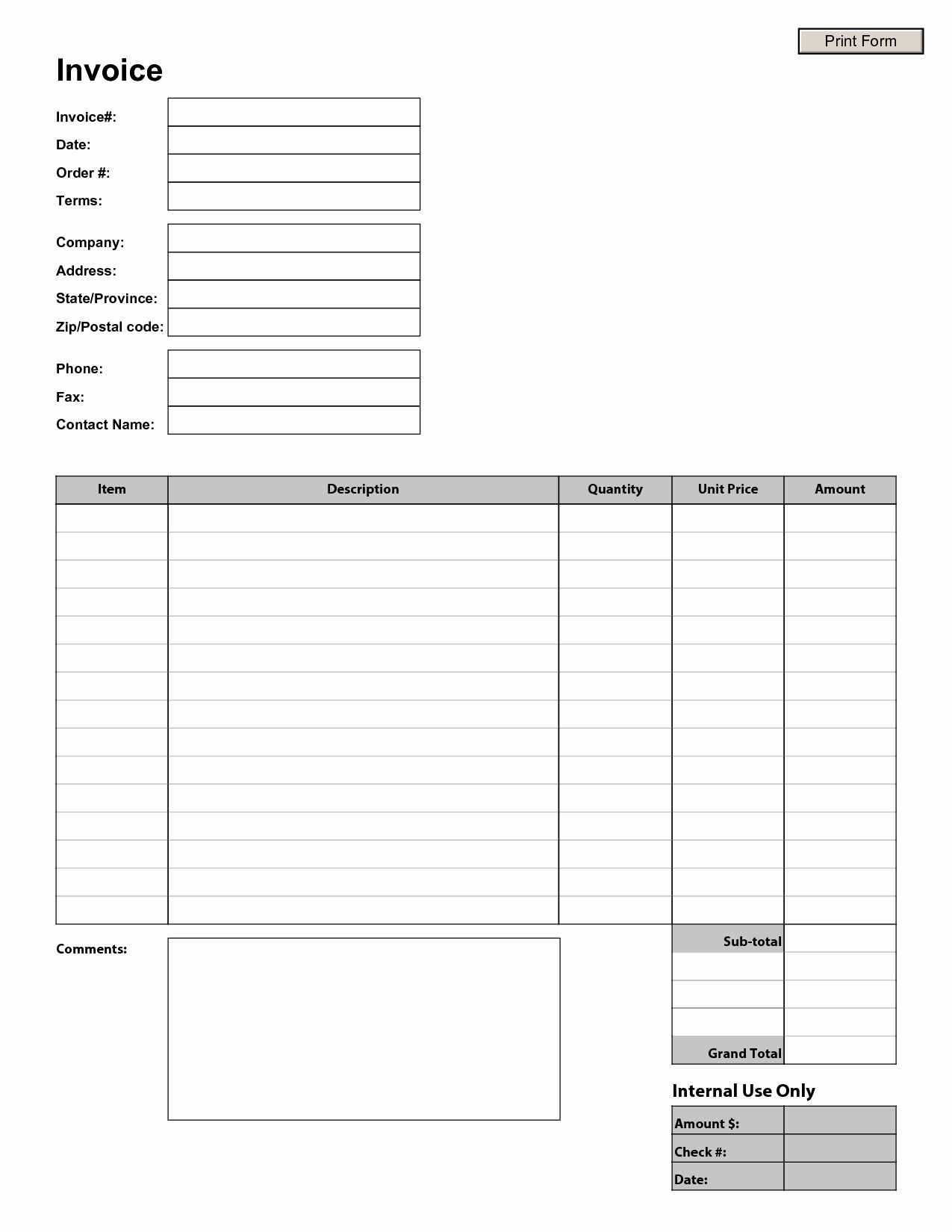 014 Free Blank Printable Invoice Template Amazing Ideas Online Pdf - Aynax Com Free Printable Invoice