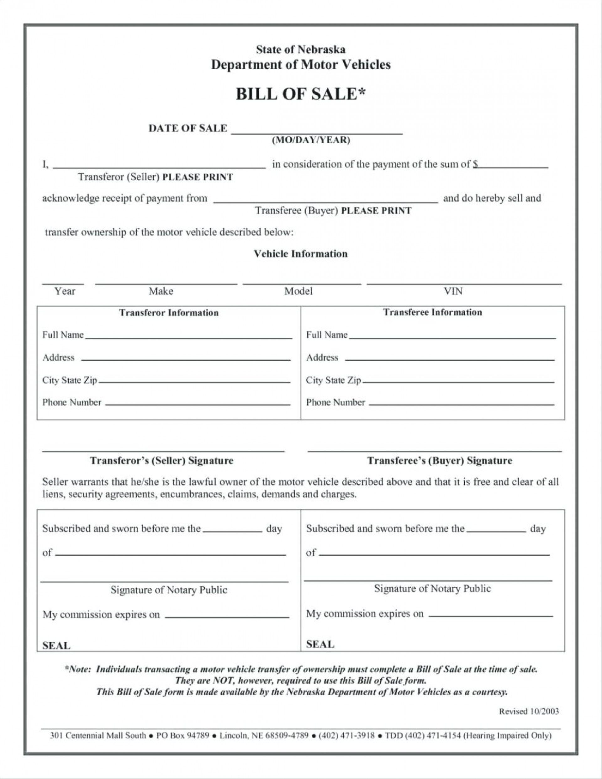 free printable simple mobile home bill of sale