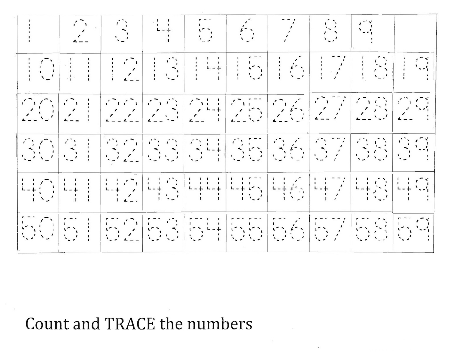 1-50 Number Charts To Print | Activity Shelter - Free Printable Tracing Numbers 1 50