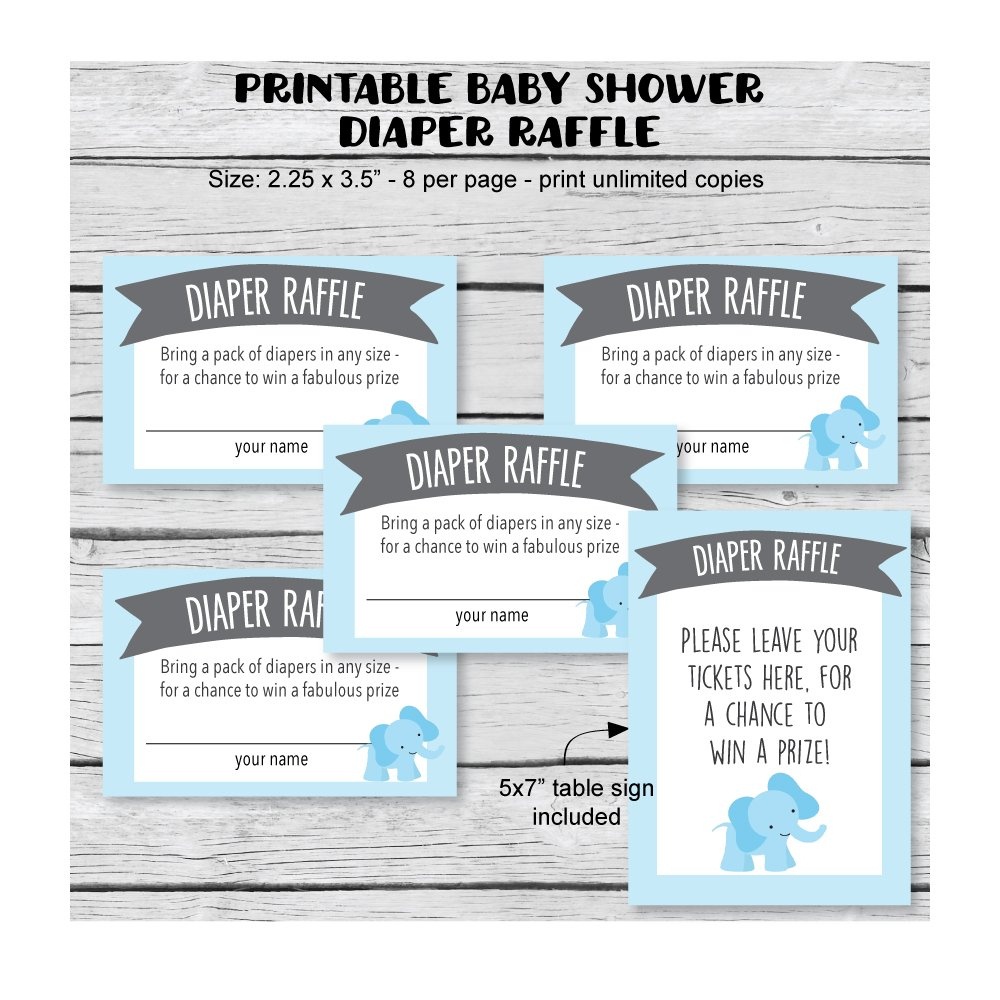 10+ Diaper Raffle Wording Ideas (Diaper Raffle Tickets Too) - Free Printable Diaper Raffle Tickets Elephant