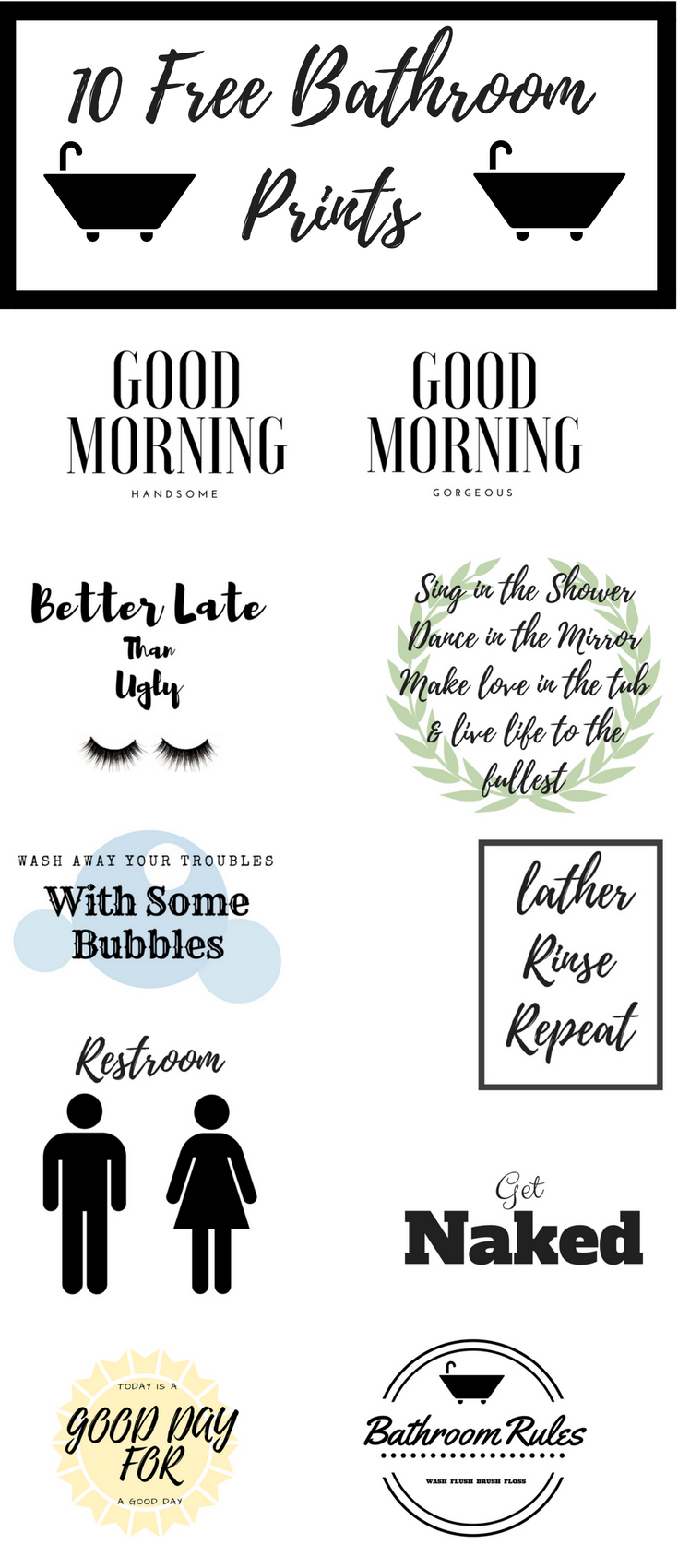 10 Free Bathroom Printables For Any Bathroom, Any Decor And It&amp;#039;s Free! - Free Printable Bathroom Pictures