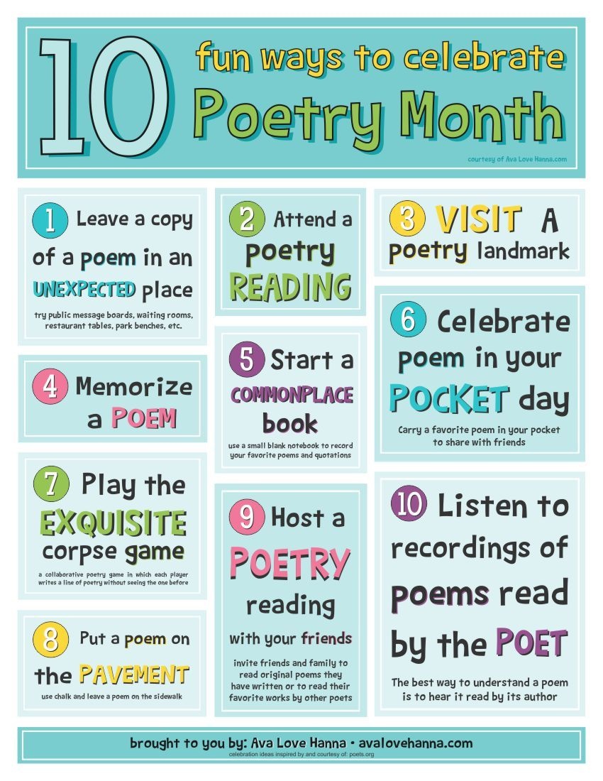 10 Fun Ideas To Celebrate Poetry Month And A Printable Poster - Free Printable Poetry Posters