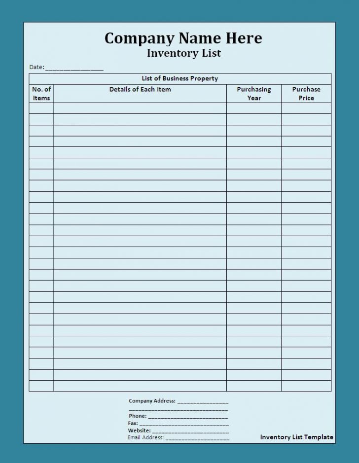 10 Inventory List Templates Free Printable Word Excel And Pdf Free Printable Inventory