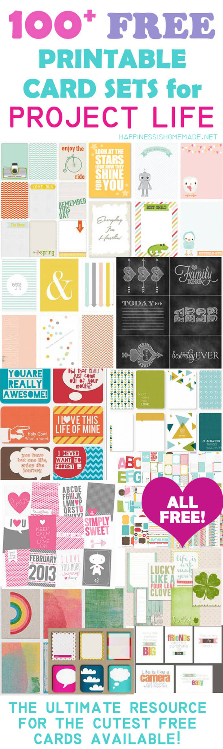 100+ Free Printable Project Life Journaling Card Insert Sets - Free Printable Scrapbook Stuff