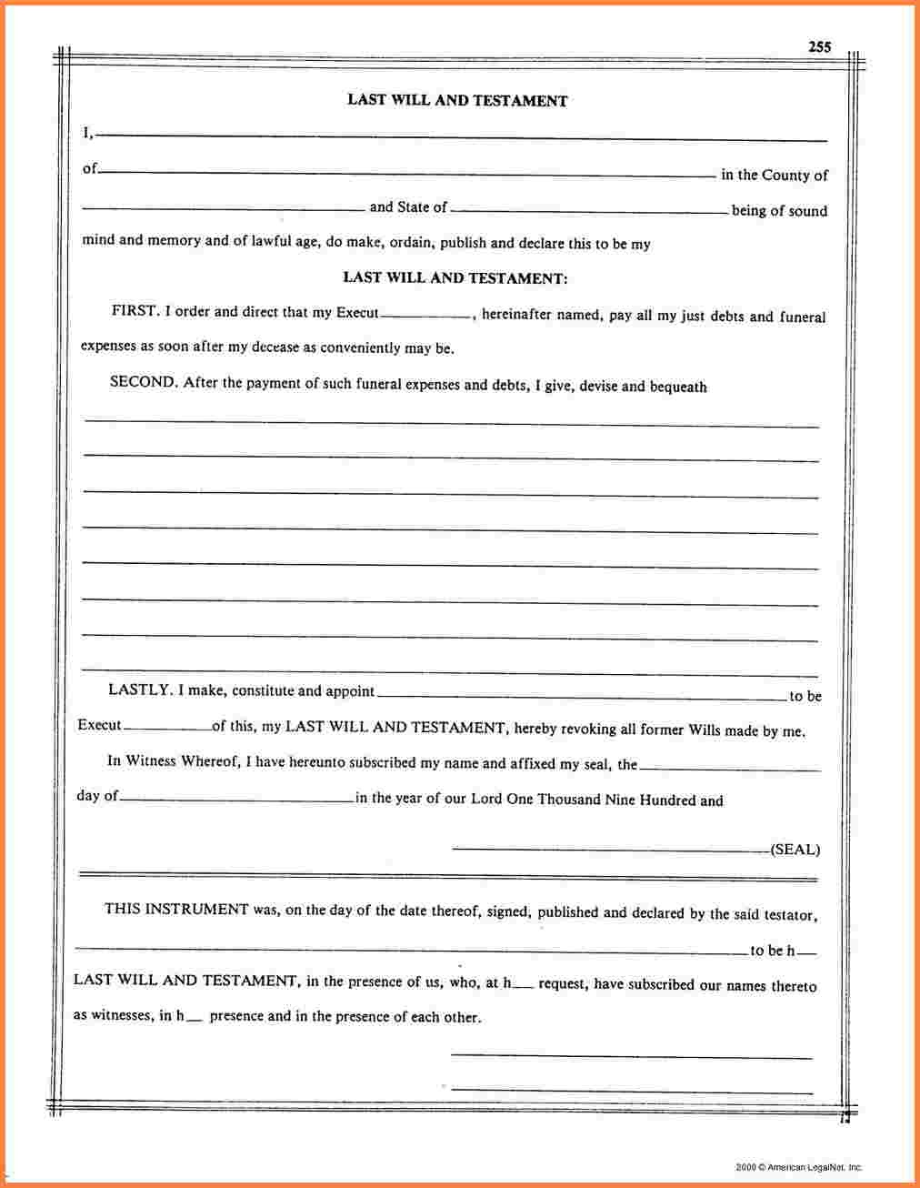 11+ Last Will And Testament Blank Forms - Proposal Letter ...