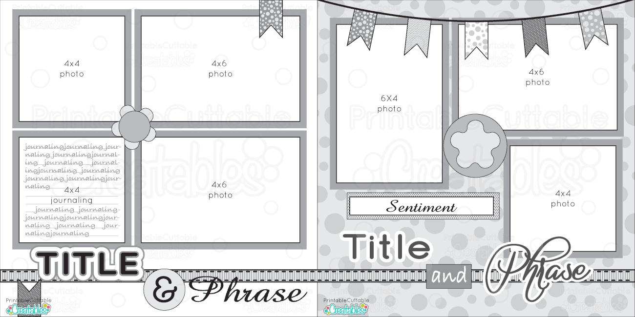 12X12 Two Page Free Printable Scrapbook Layout - Free Printable Scrapbook Pages