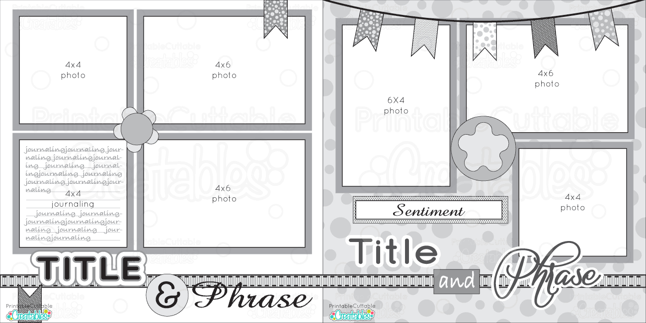 12X12 Two Page Free Printable Scrapbook Layout | Scrapbook Sketches - Free Printable Scrapbook Page Designs