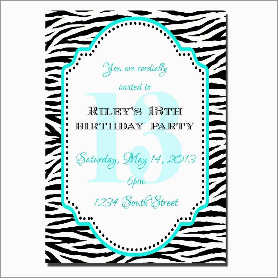 13Th Birthday Invitation Templates Free Awesome 18 Teenage Birthday - 13Th Birthday Party Invitations Printable Free