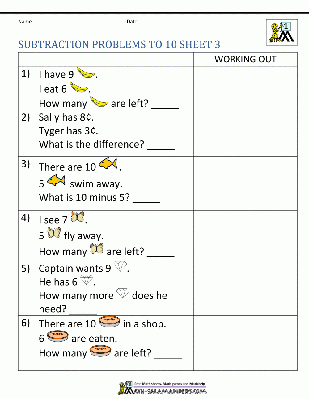 1St Grade Subtraction Word Problems - Free Printable Math Worksheets Word Problems First Grade
