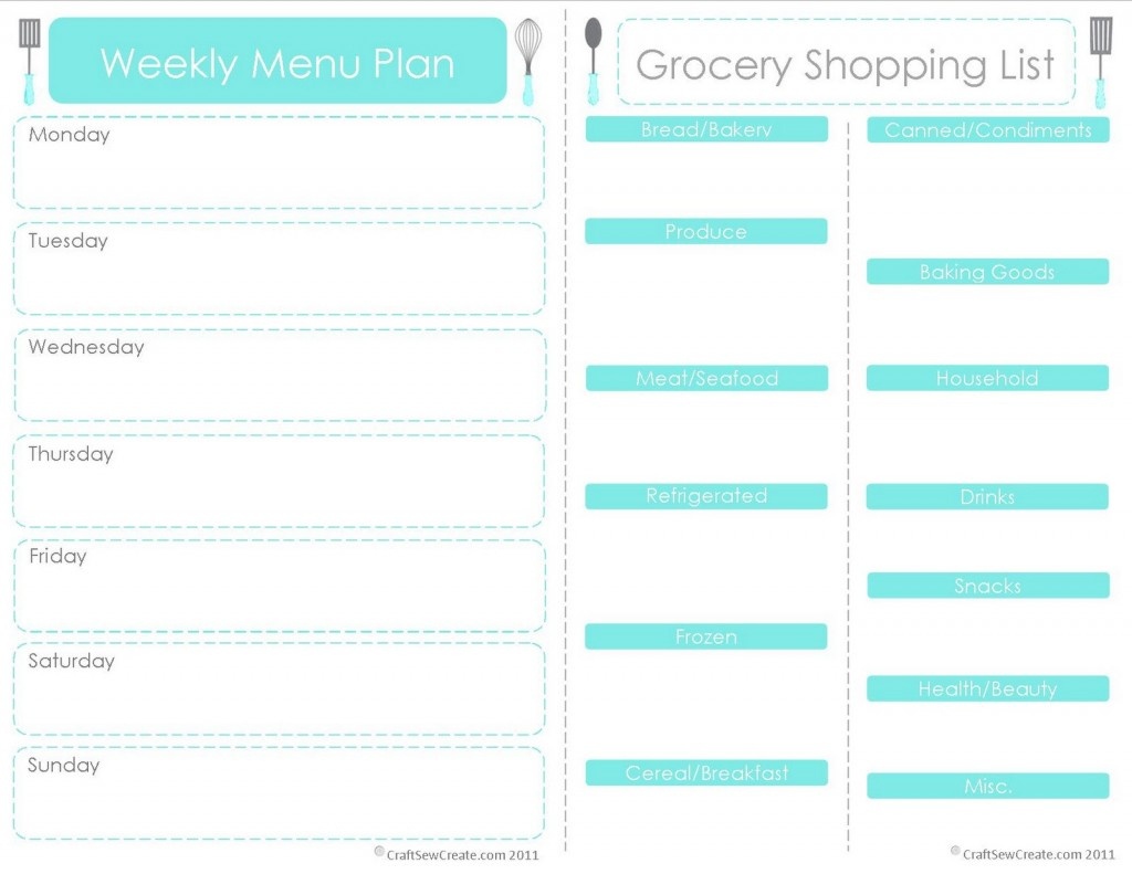 20 Free Menu Planner Printables | Fab N&amp;#039; Free - Weekly Menu Free Printable