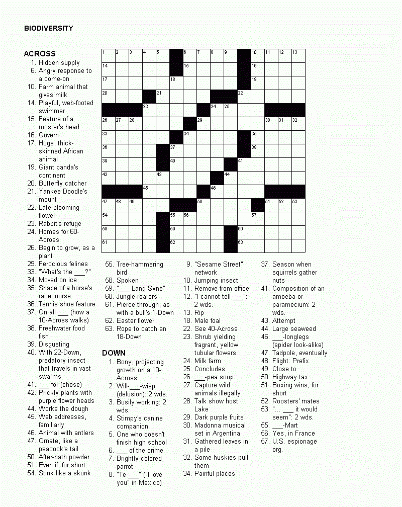 Free Printable Themed Crossword Puzzles Free Printable