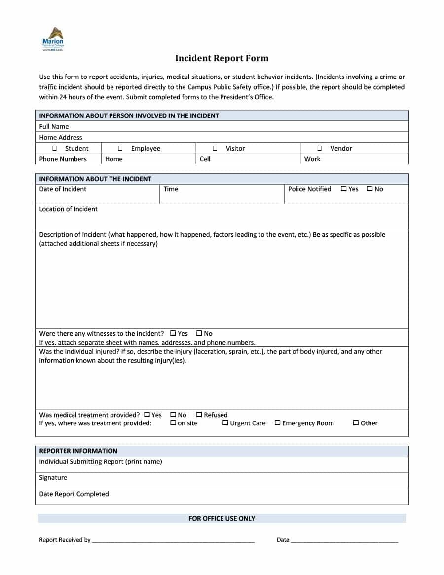 20+ Police Report Template &amp;amp; Examples [Fake / Real] ᐅ Template Lab - Free Printable Incident Report Form
