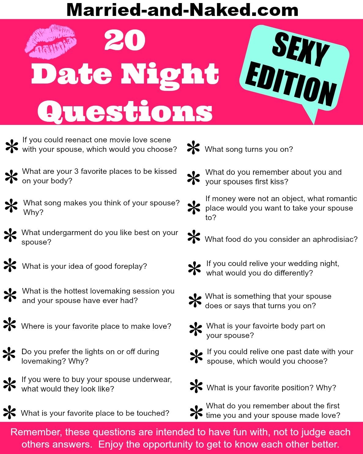 20 Sexy Date Night Questions - Free Printable | Get 2 Know U - Free Printable Compatibility Test For Couples
