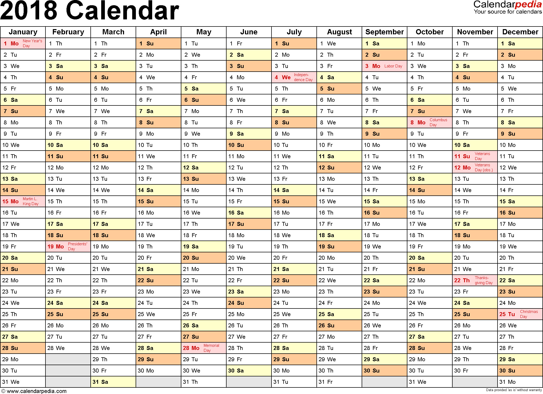 2018 Calendar Pdf - 17 Free Printable Calendar Templates - Free Printable Months Of The Year Chart