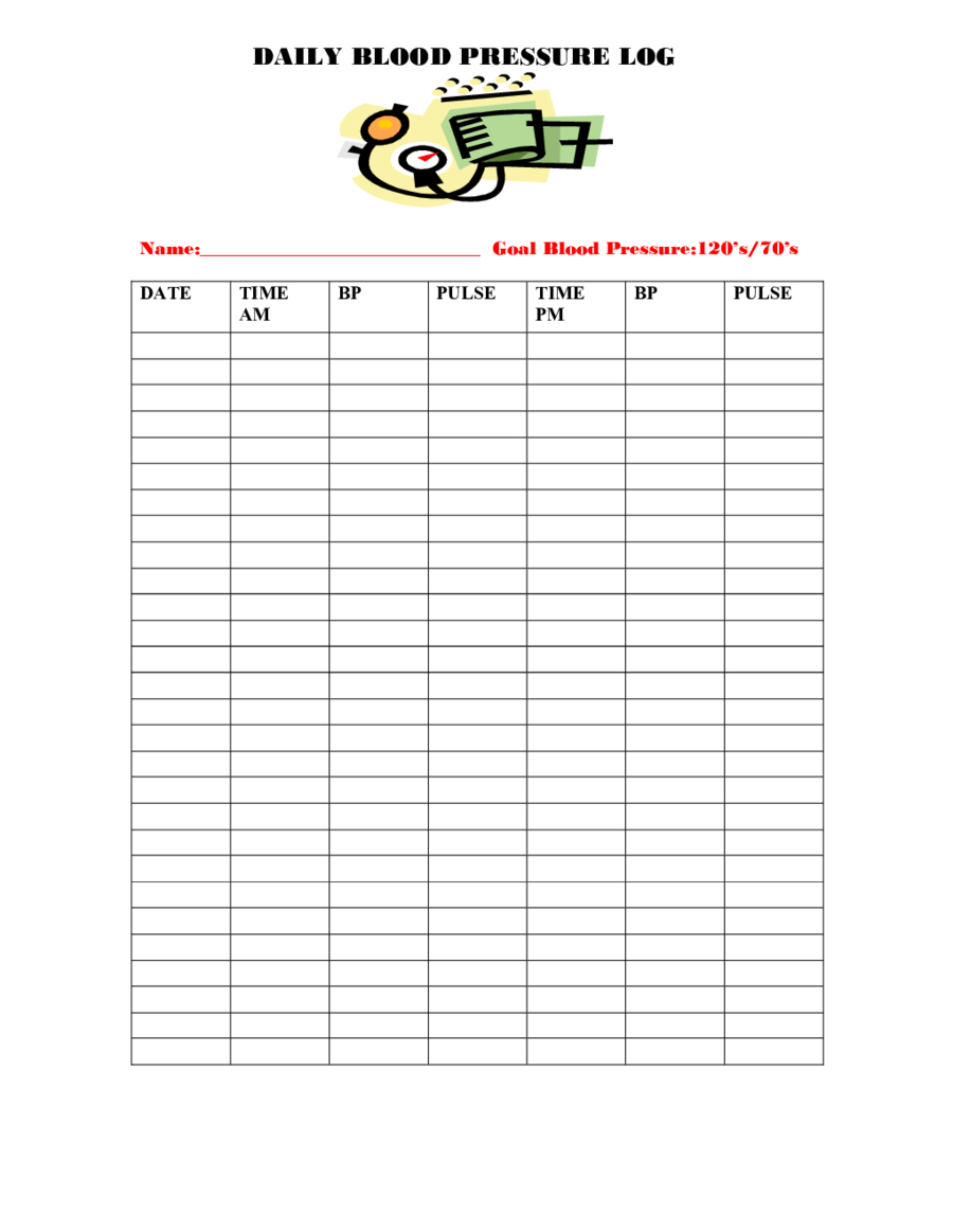 Vital Signs Sheet Chart