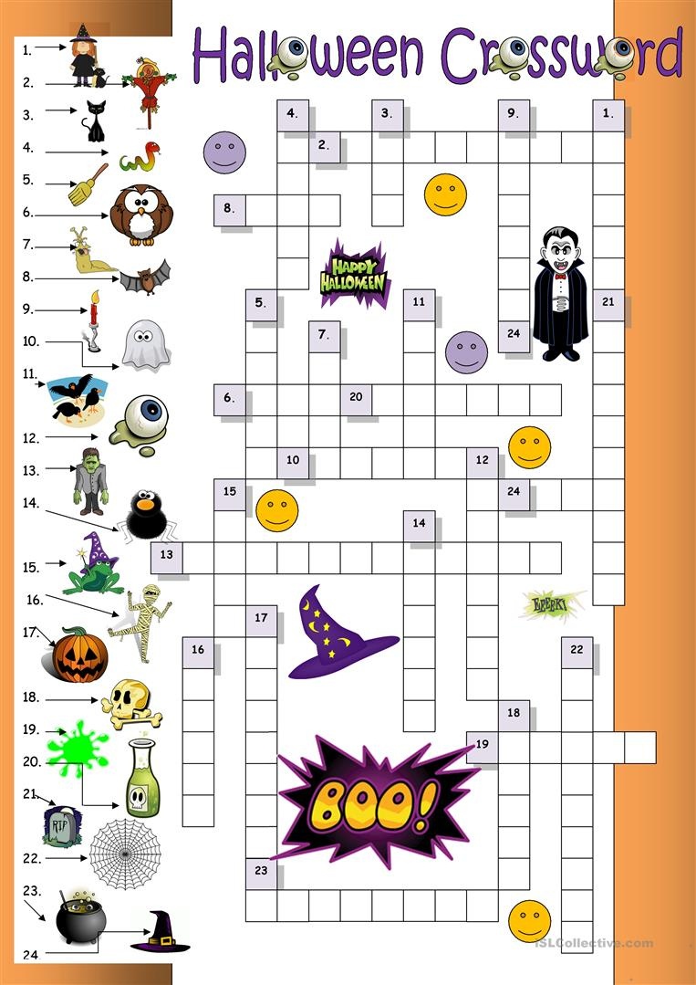 23 Free Esl Halloween Crossword Worksheets - Halloween Crossword Printable Free