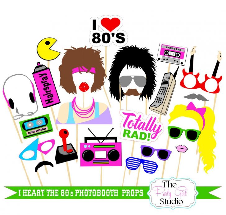 80S Photo Booth Props Printable Free