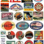 25 Travel Luggage Stickers Retro Digital Printable Collage | Etsy   Free Printable Travel Stickers