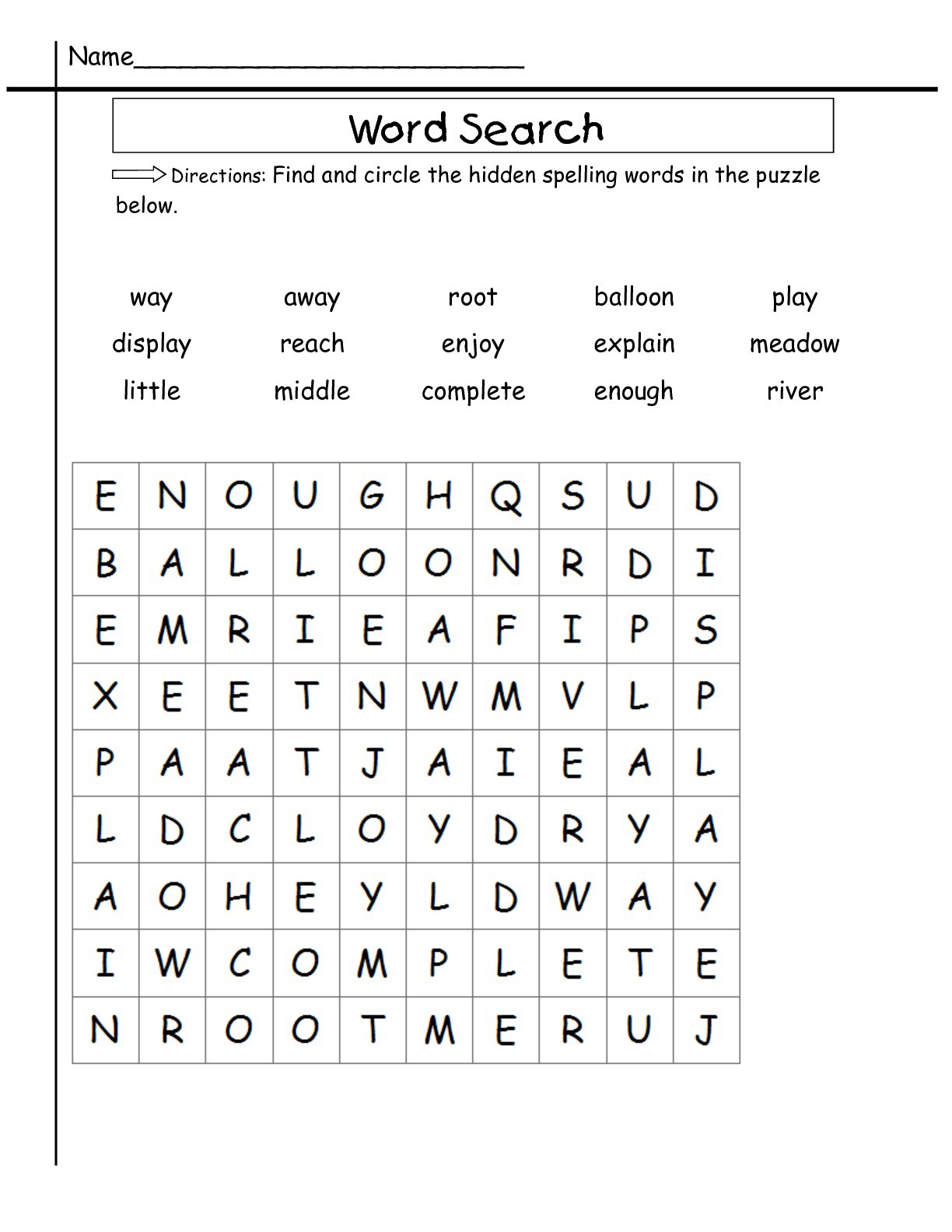 2nd grade word search free printable free printable