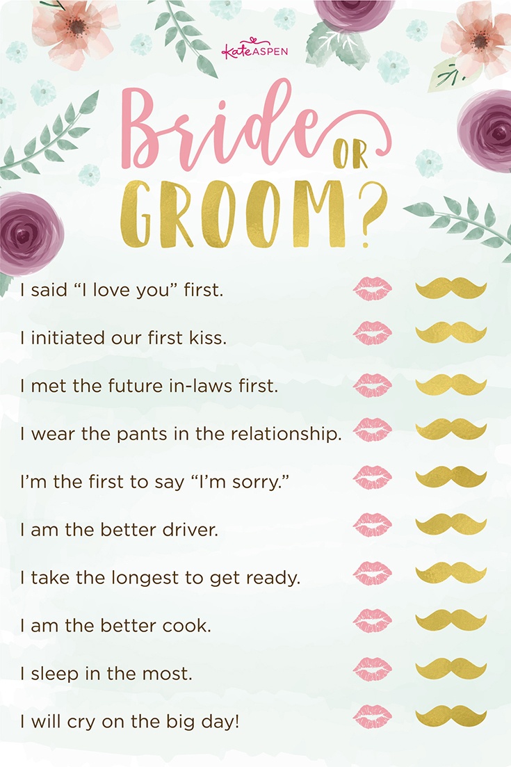 3 Bridal Shower Games + Free Printables | Kate Aspen Blog - Free Printable Bridal Shower Games