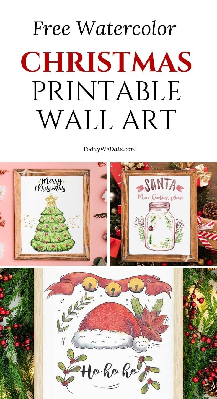 3 Free Watercolor Printable Christmas Wall Art | (Group Board) Home - Free Printable Christmas Decorations