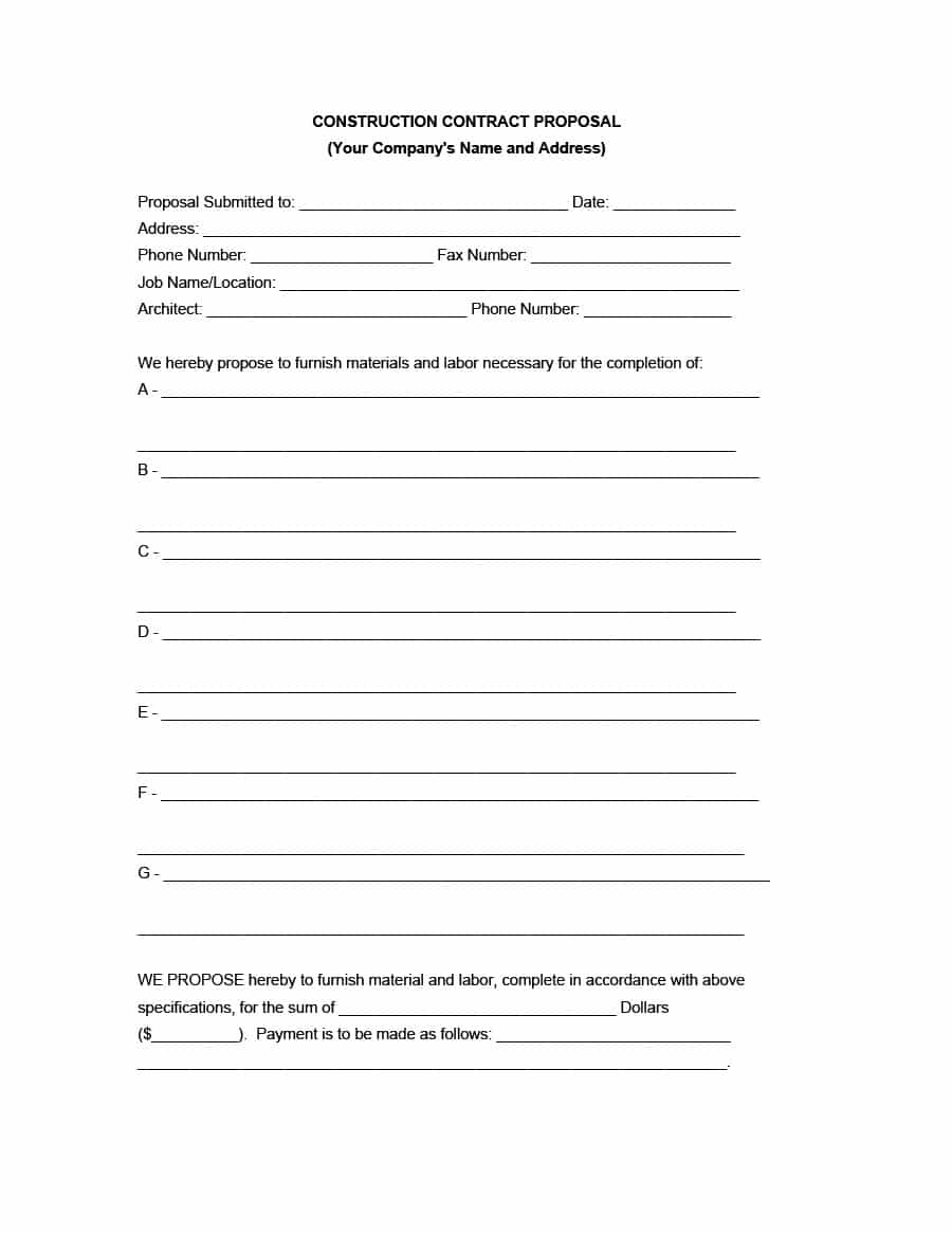 31 Construction Proposal Template &amp;amp; Construction Bid Forms - Free Printable Construction Contracts
