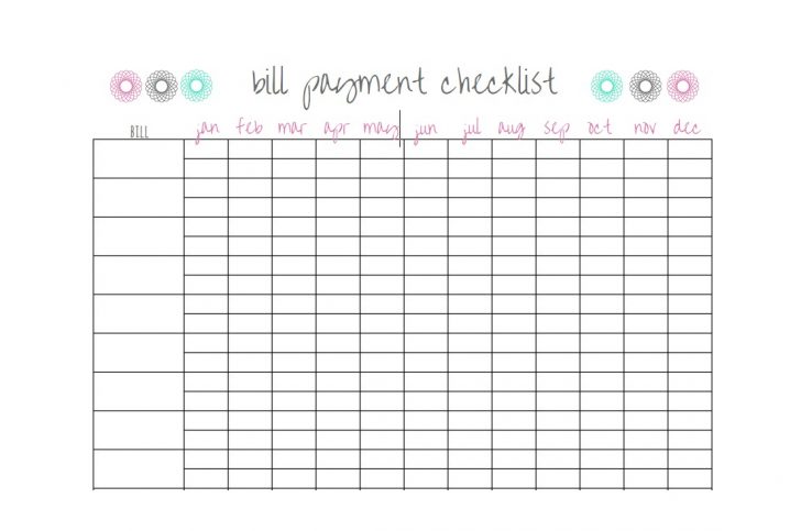Free Printable Monthly Bill Checklist