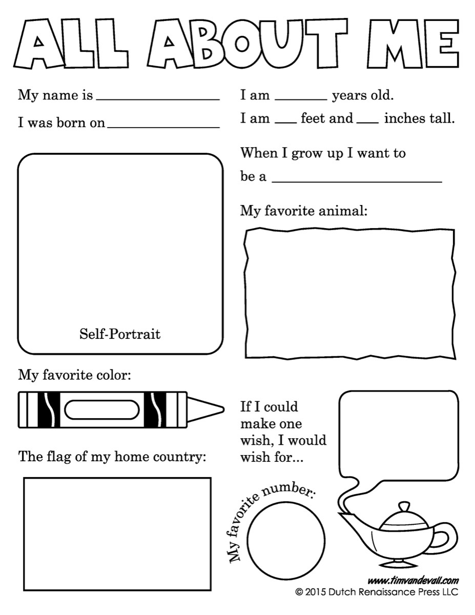 33 Pedagogic &amp;#039;all About Me&amp;#039; Worksheets | Kittybabylove - Free Printable All About Me Worksheet