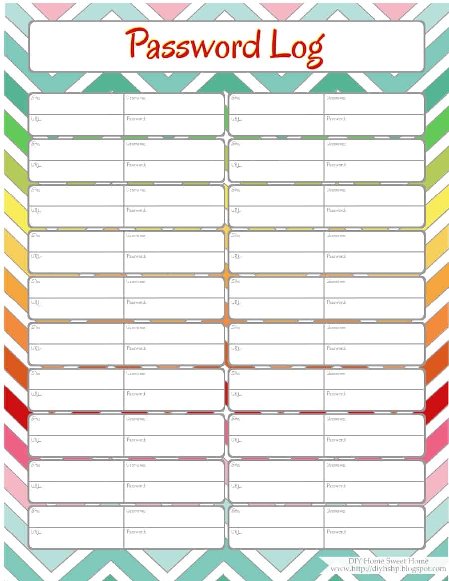 39 Best Password List Templates (Word, Excel &amp;amp; Pdf) ᐅ Template Lab - Free Printable Password Log