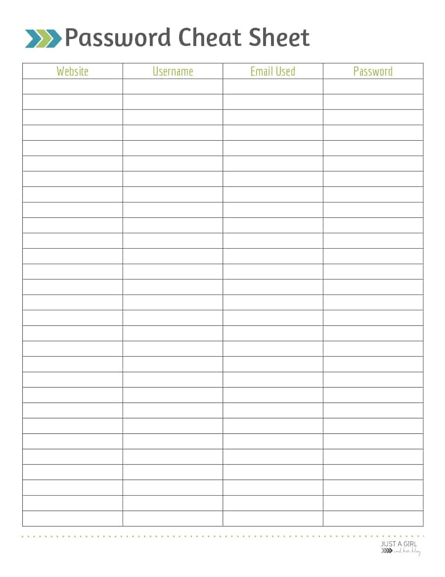 39 Best Password List Templates (Word, Excel &amp;amp; Pdf) ᐅ Template Lab - Free Printable Password Log