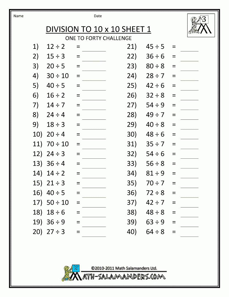 3Rd Grade Division Table Chart On 3 Digit Division Worksheets For - Free Printable Division Worksheets Grade 3