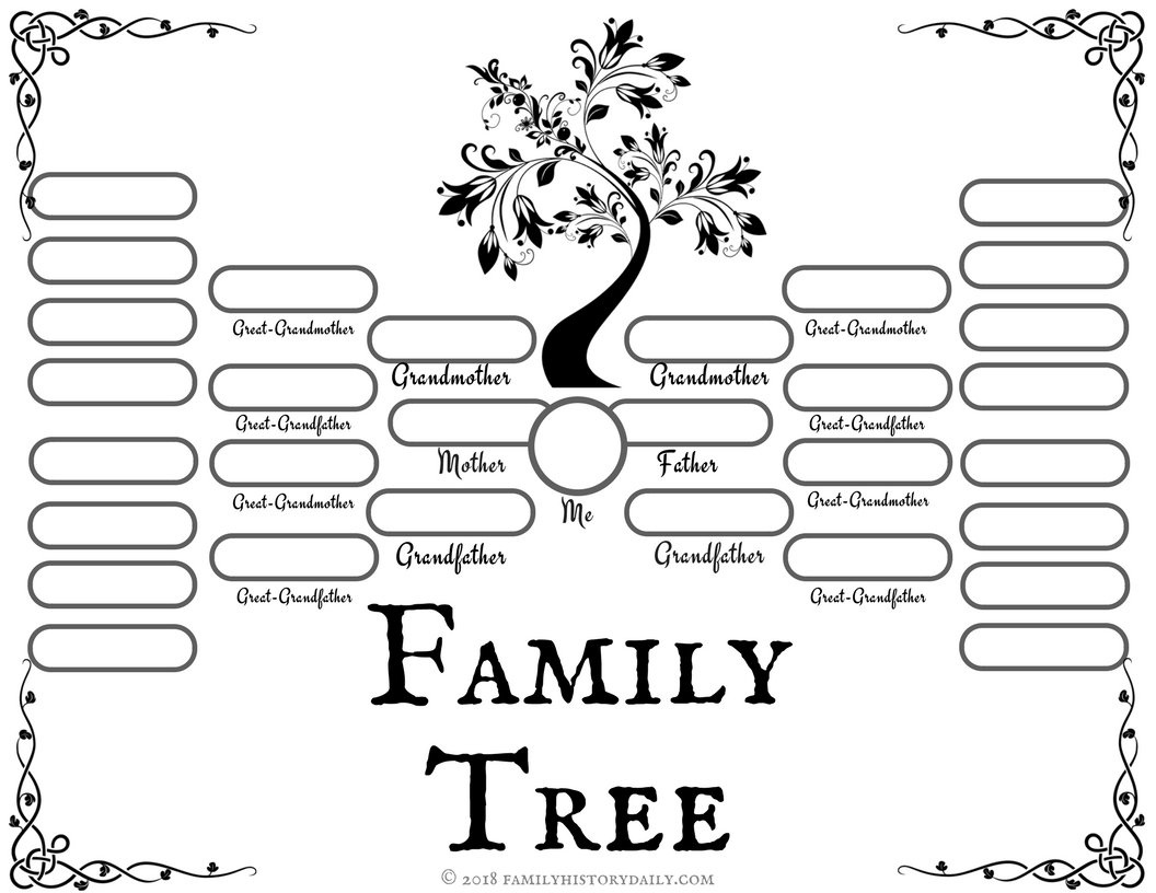 4 Free Family Tree Templates For Genealogy, Craft Or School Projects - Free Printable Family Tree Template 4 Generations