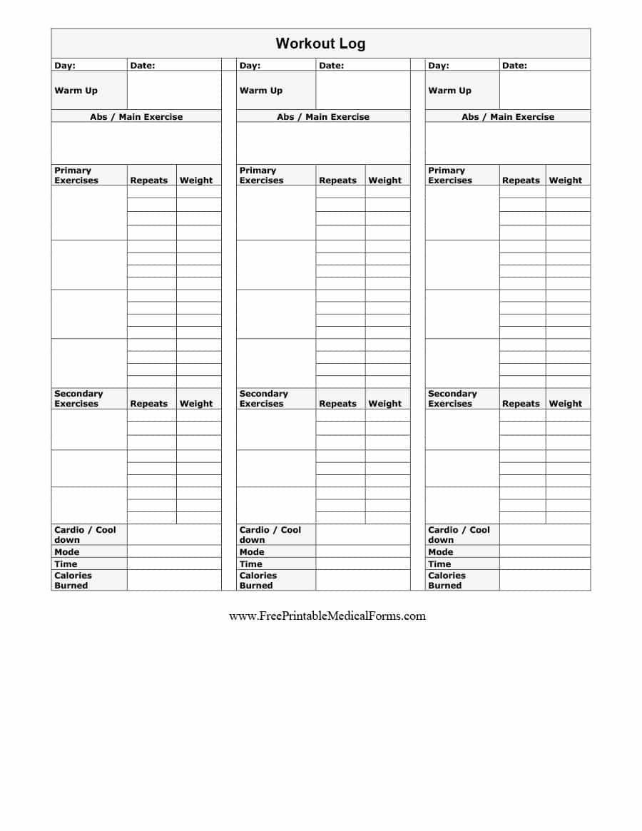 40+ Effective Workout Log &amp;amp; Calendar Templates ᐅ Template Lab - Free Printable Workout Log Sheets