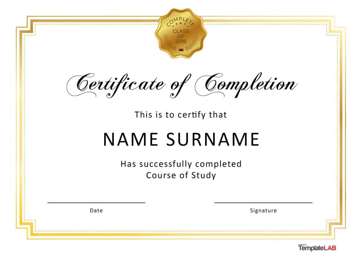 40 Fantastic Certificate Of Completion Templates [Word, Powerpoint] - Certificate Of Completion Template Free Printable