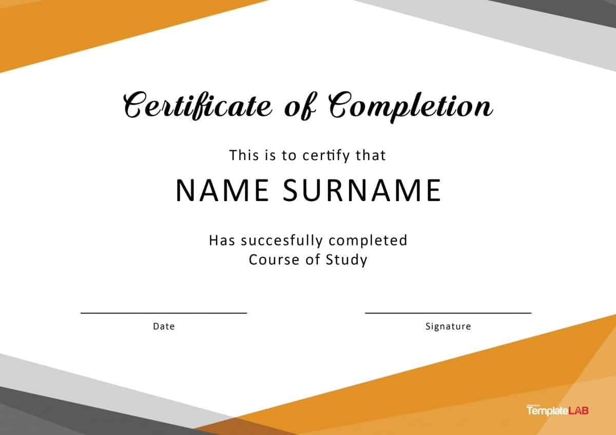 40 Fantastic Certificate Of Completion Templates [Word, Powerpoint] - Certificate Of Completion Template Free Printable