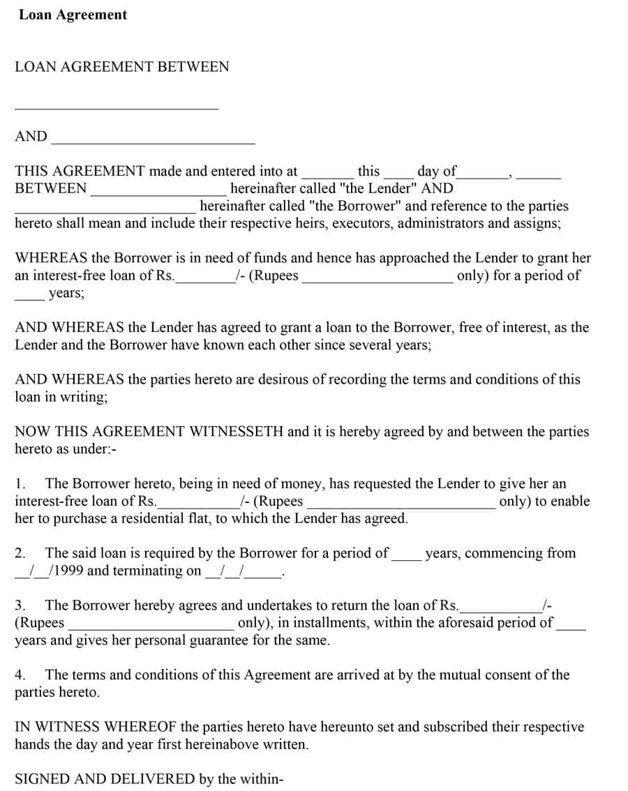 40+ Free Loan Agreement Templates [Word &amp;amp; Pdf] ᐅ Template Lab - Free Printable Loan Agreement Form