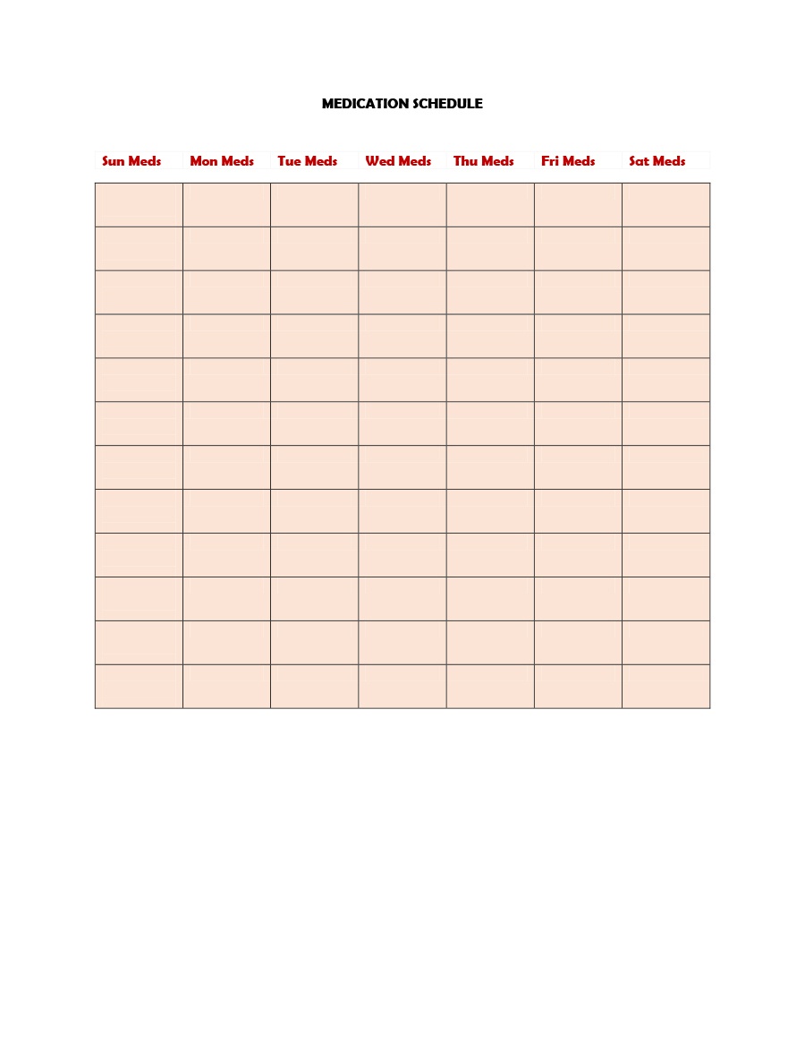 40 Great Medication Schedule Templates (+Medication Calendars) - Free Printable Medication Chart
