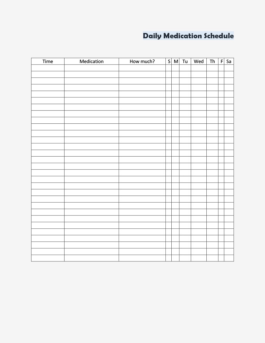 40 Great Medication Schedule Templates (+Medication Calendars) - Free Printable Medicine Daily Chart