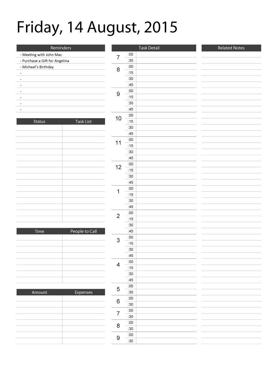 40+ Printable Daily Planner Templates (Free) ᐅ Template Lab - Free Printable Daily Schedule