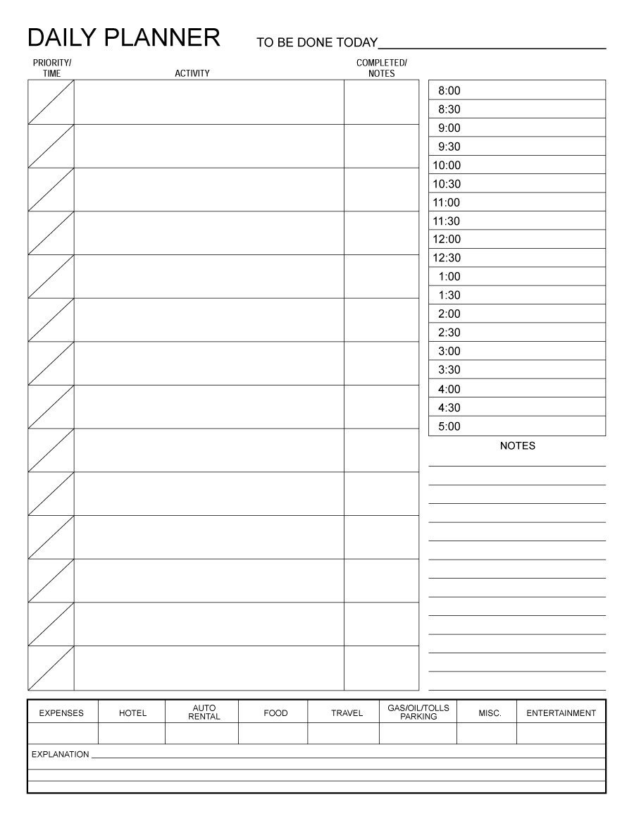 40+ Printable Daily Planner Templates (Free) ᐅ Template Lab - Free Printable Task Organizer