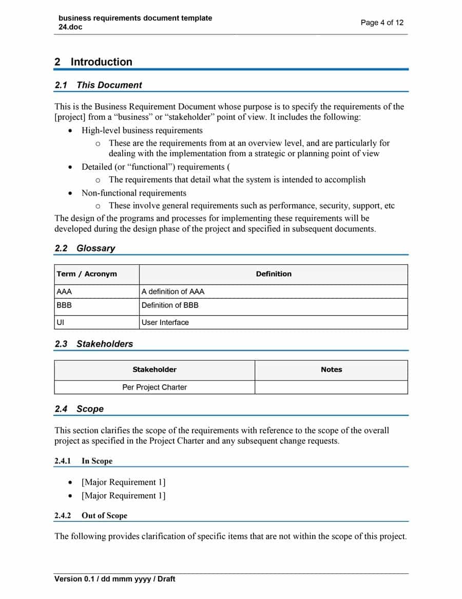 40+ Simple Business Requirements Document Templates ᐅ Template Lab - Free Printable Business Documents